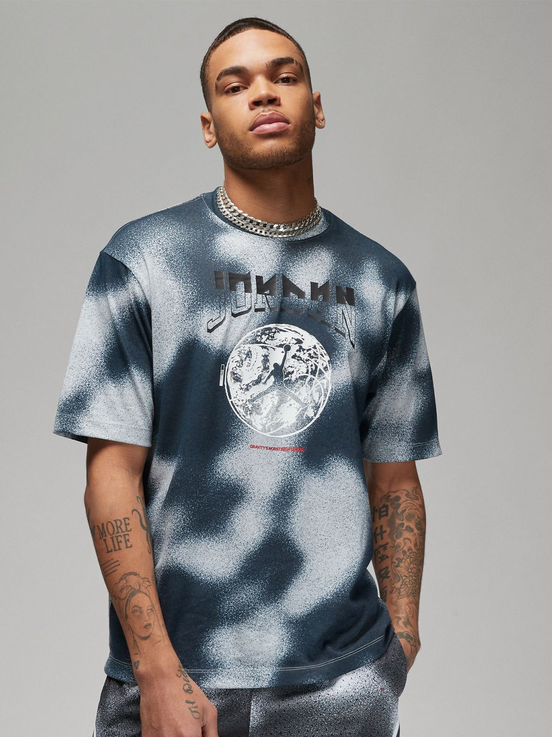 

Nike M J SPRT AOP SS CREW Tie & Dye Printed T-Shirt, Blue