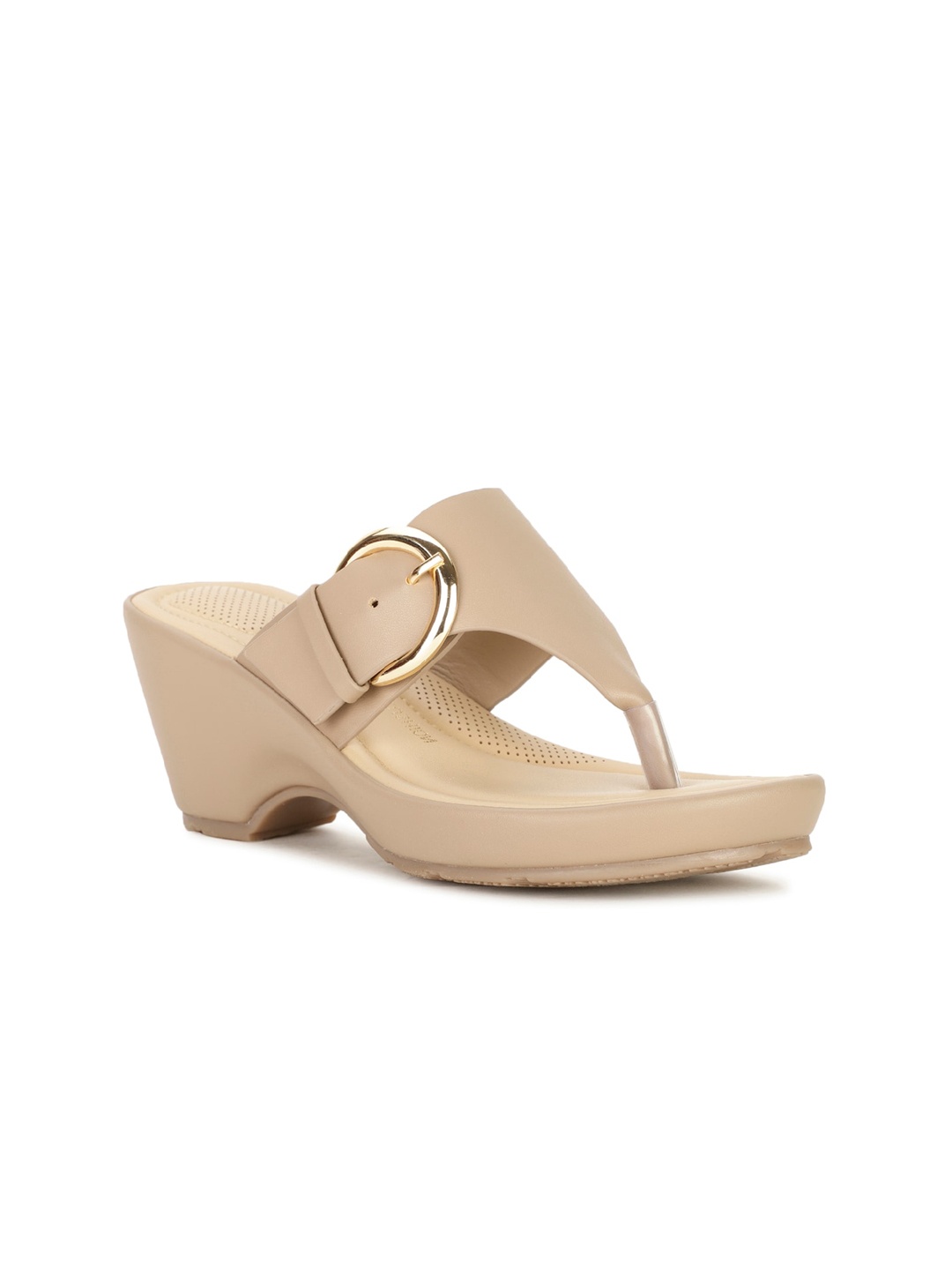 

Bata comfit Open Toe Platform Heels With Buckles Detail, Beige
