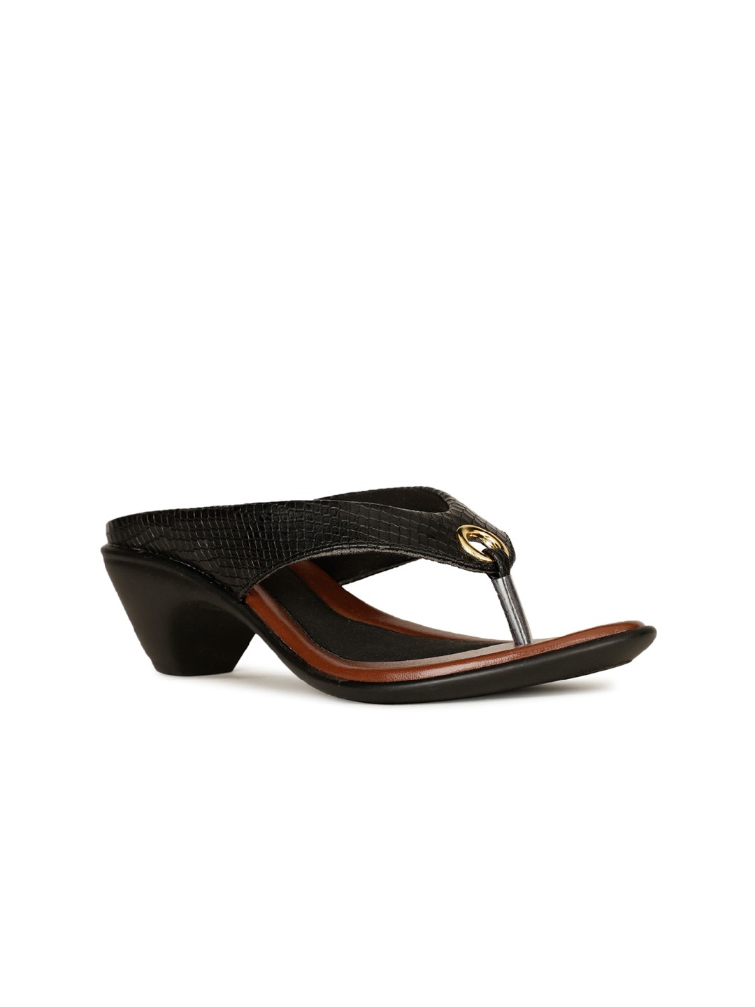 

Bata Textured Open Toe Block Heels, Black