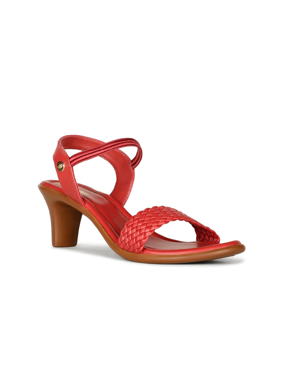 

Bata Braided Open Toe Block Heels With Backstrap, Red