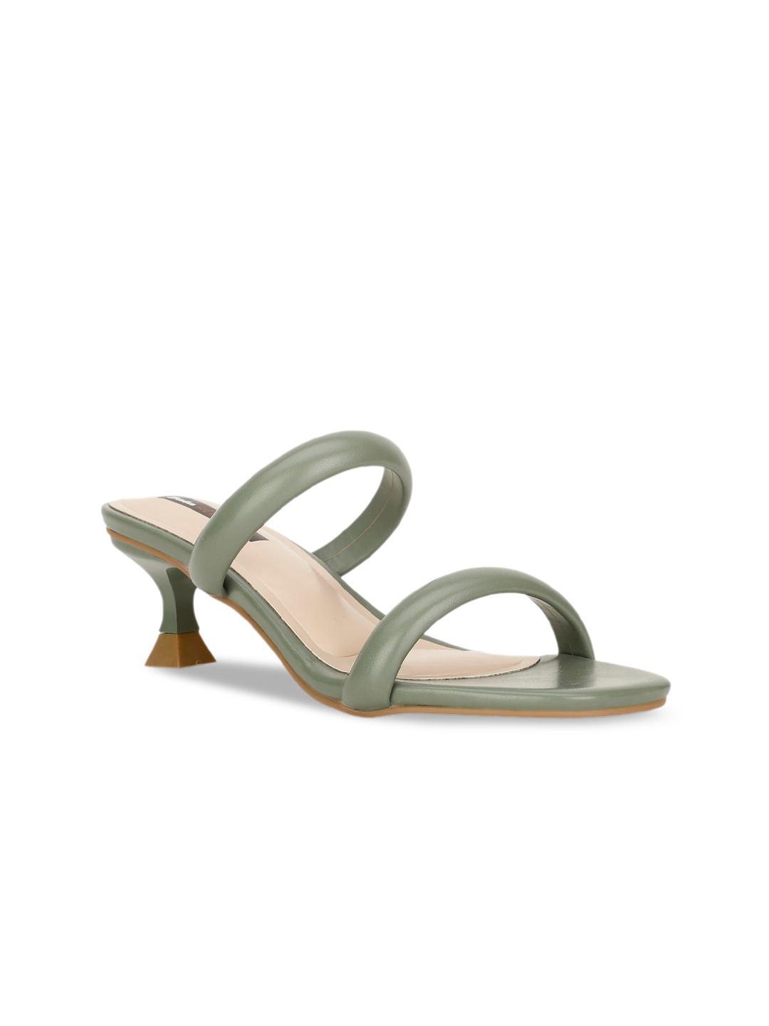

Bata Double Straps Open Toe Kitten Heels, Olive