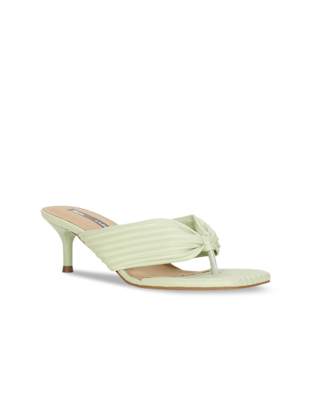 Bata Textured Open Toe Slim Heels, Sea green