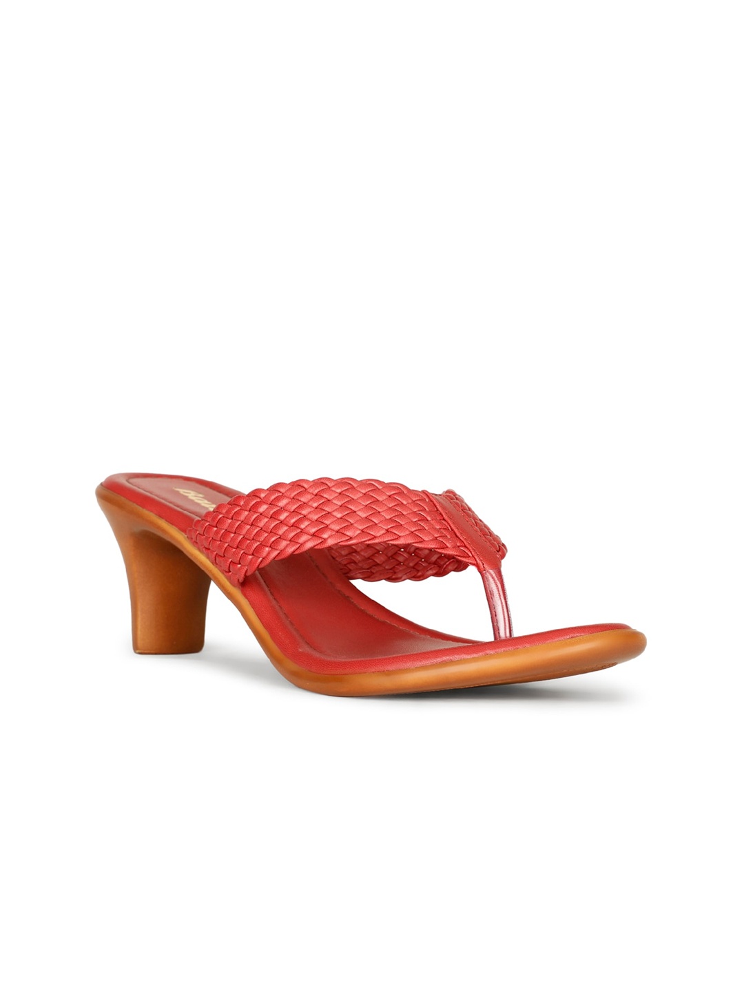 

Bata Textured Open Toe Block Heels, Red