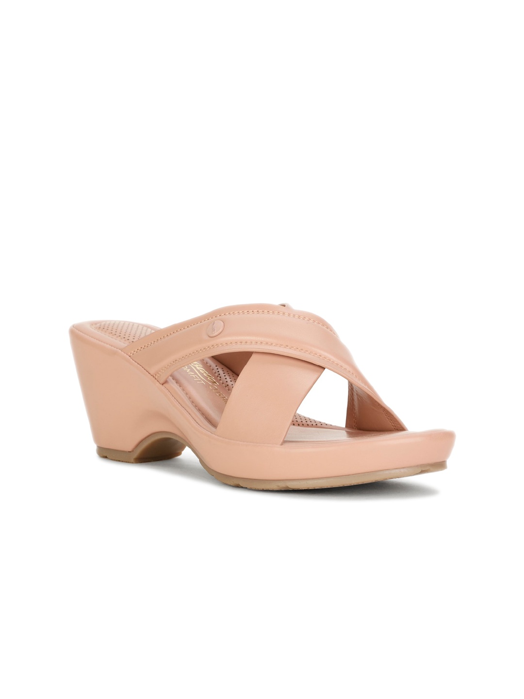 

Bata comfit Criss-Cross Strap Open Toe Platform Heels, Pink