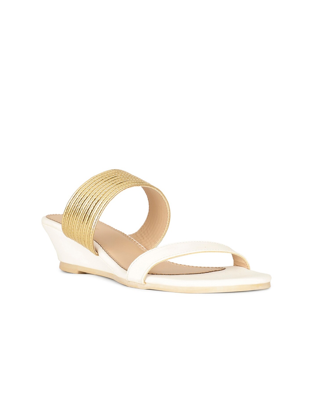 

Bata Textured Open Toe Wedges, Off white