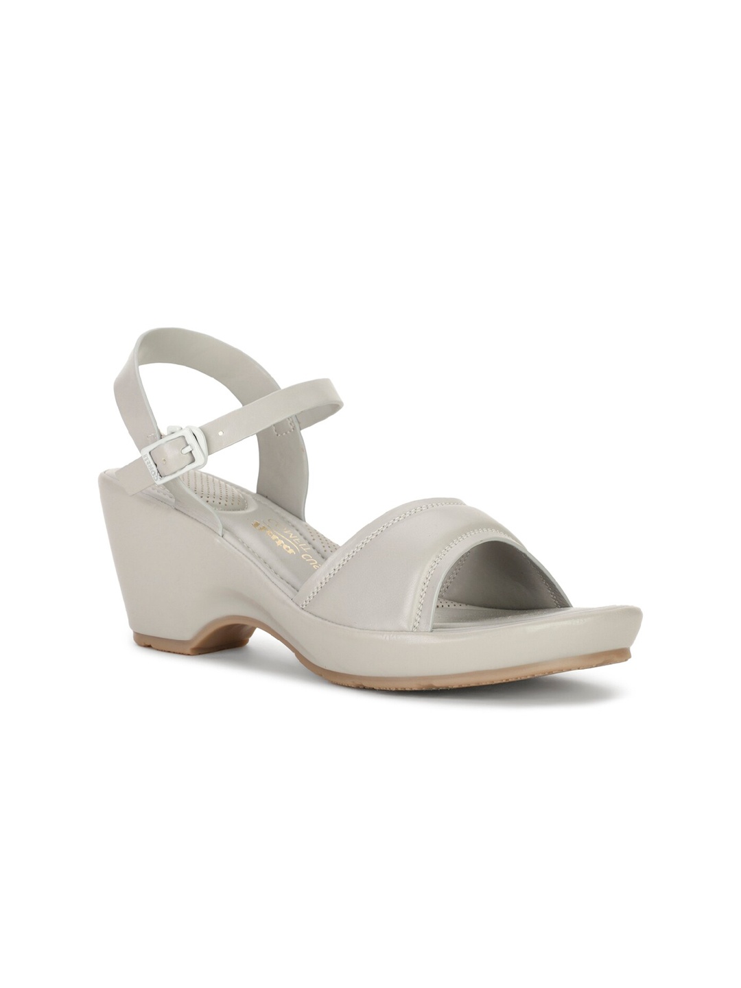 

Bata comfit Open Toe Block Heels With Buckles, Grey