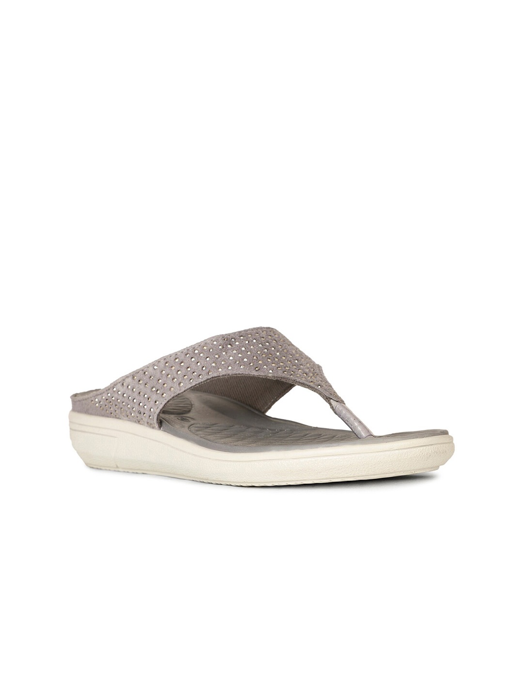 

Bata comfit Embellished T-Strap Flats, Grey