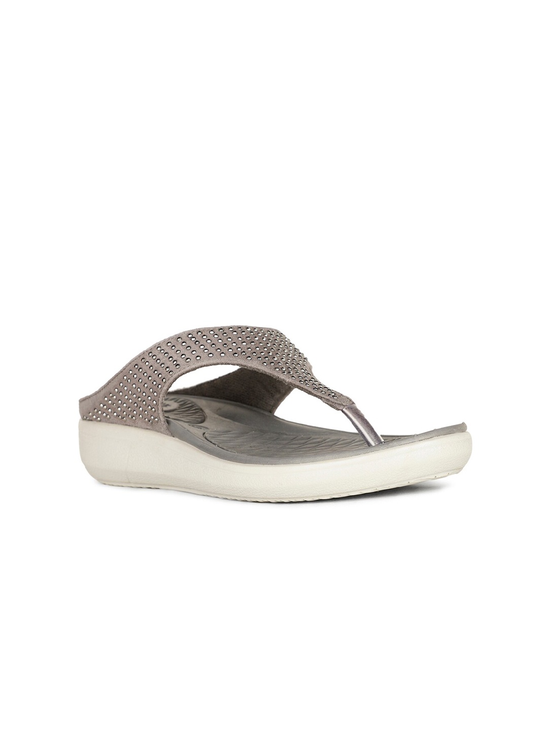 

Bata comfit Embellished T-Strap Flats, Grey