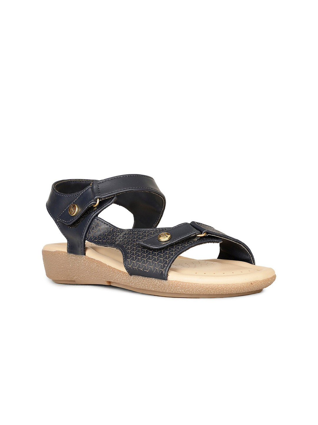 

Bata comfit Printed Open Toe Flats, Navy blue