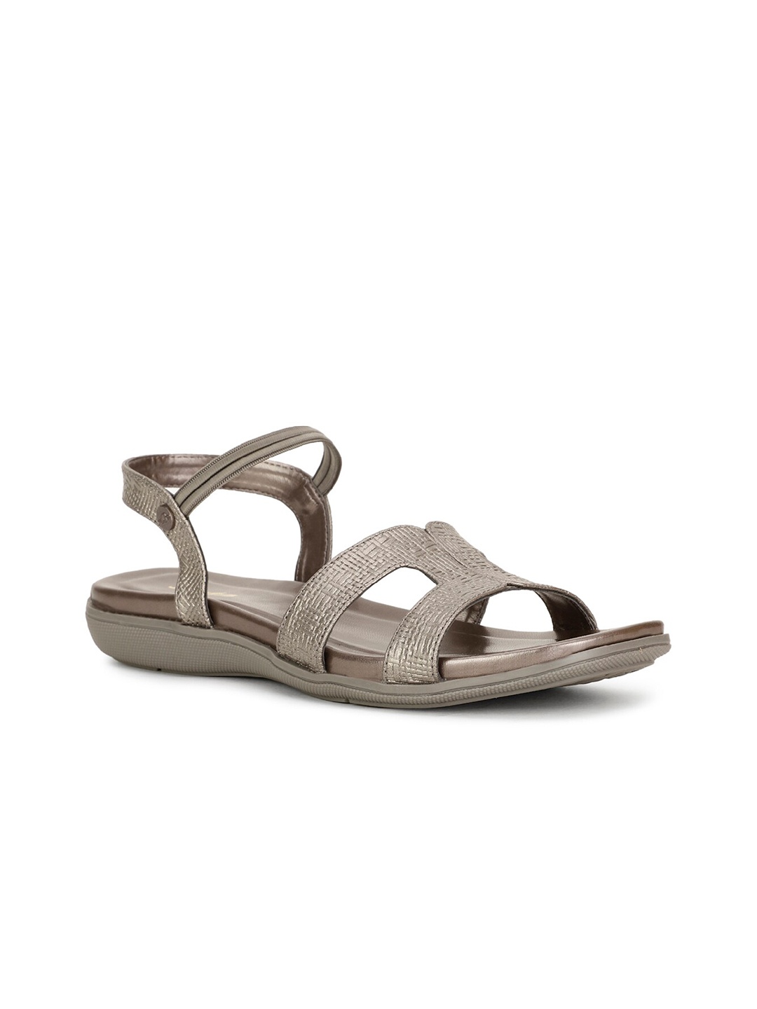 

Bata Textured Open Toe Flats With Backstrap, Grey