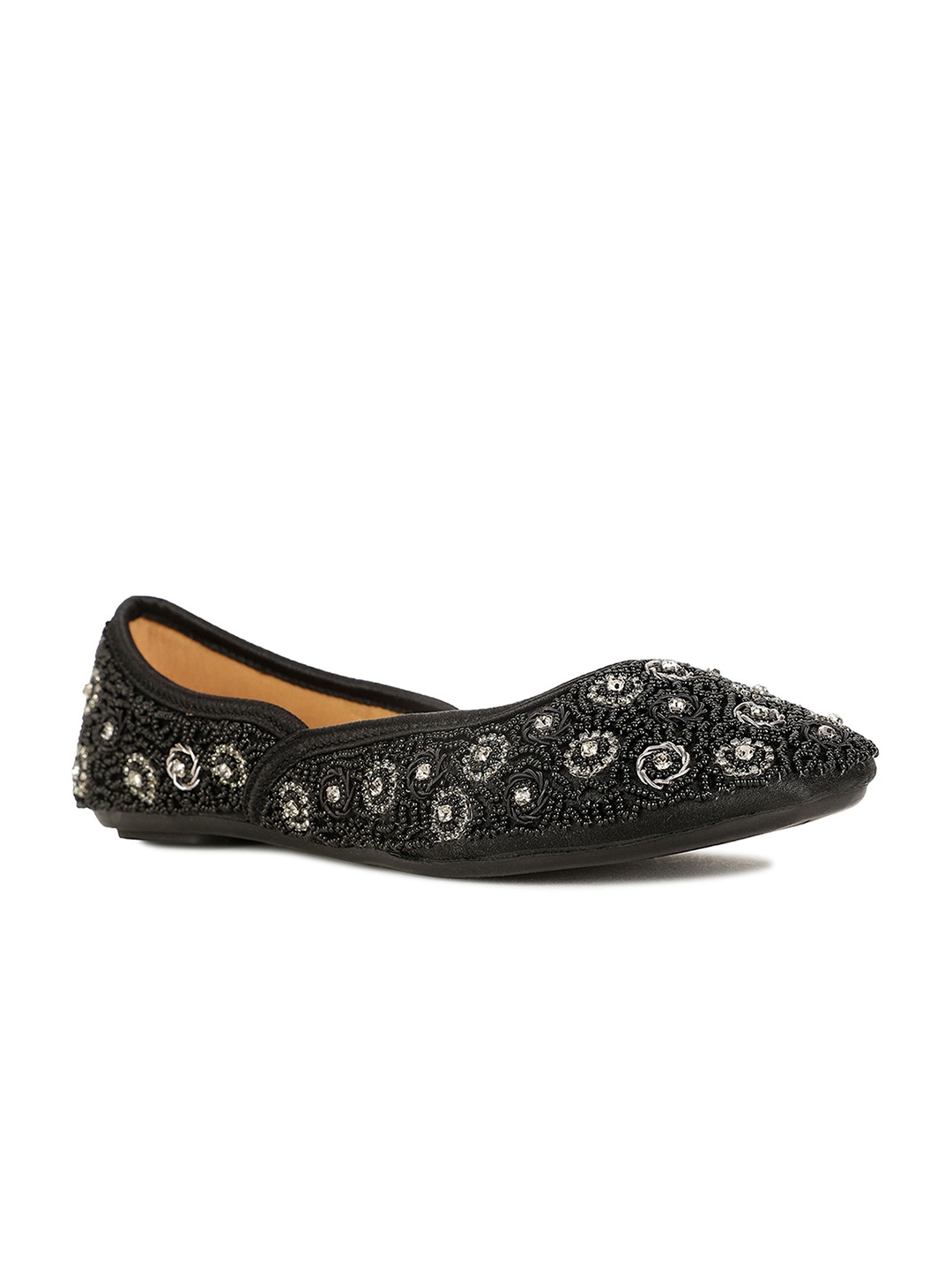 

Bata Black Ethnic Fabric Embellished Mojaris