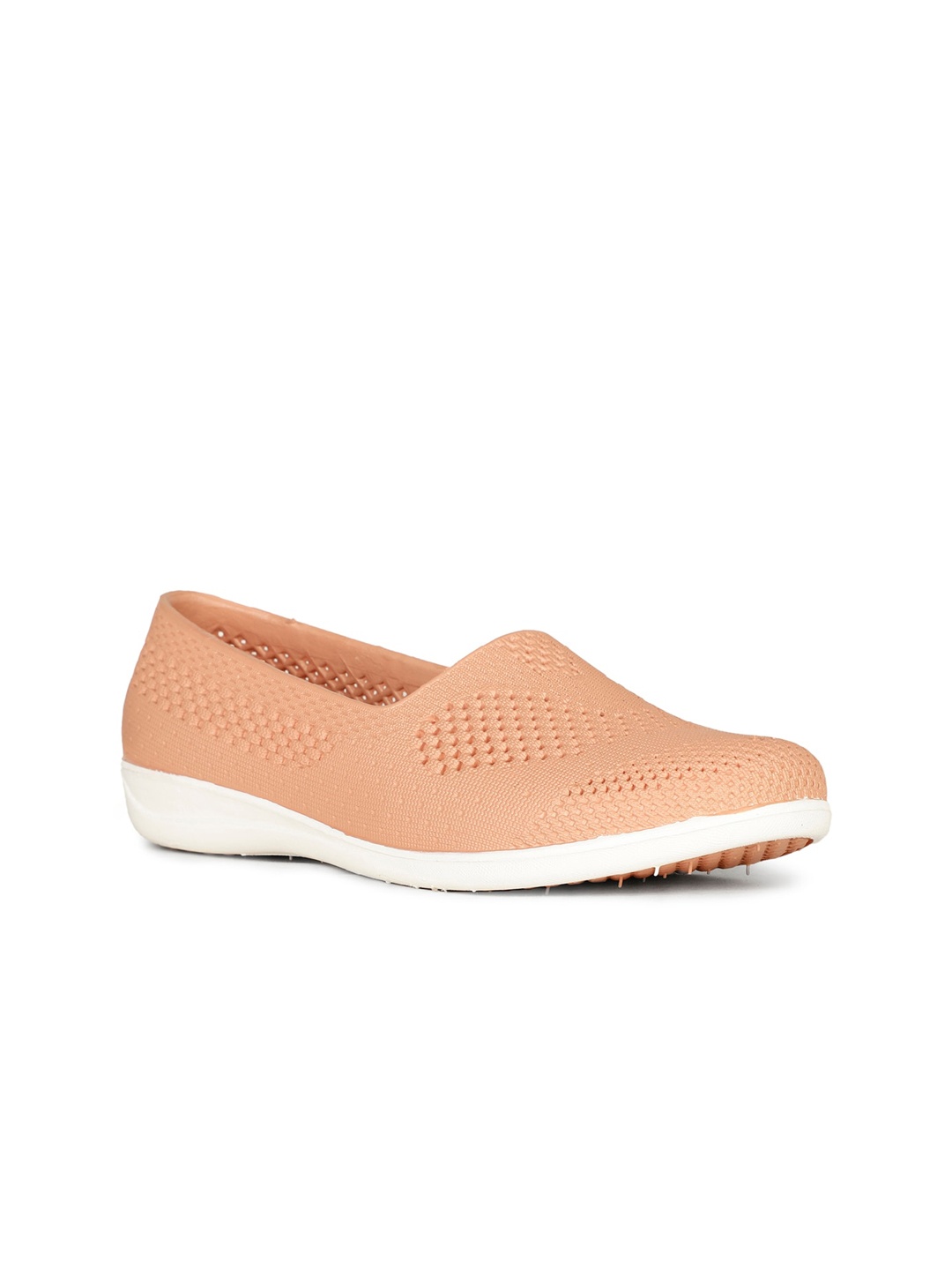 

Sandak by Bata Women Textured Comfort Insole Contrast Sole Slip-On Sneakers, Peach