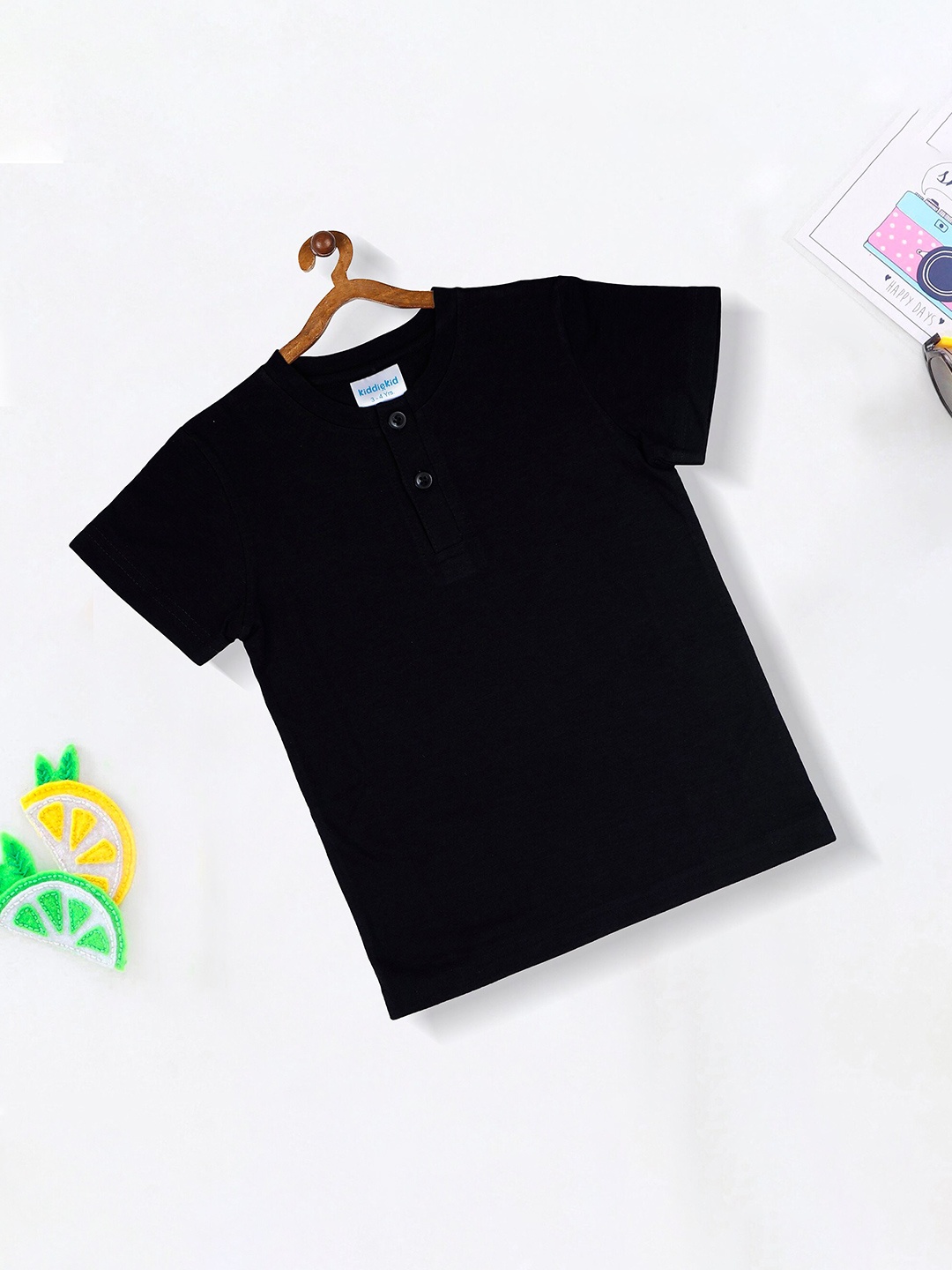 

Kiddiekid Kids Round Neck Cotton T-shirt, Black