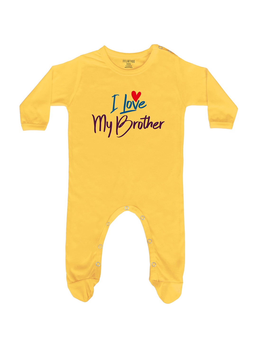 

FFLIRTYGO Infants Kids Typography Printed Pure Cotton Sleepsuit, Yellow
