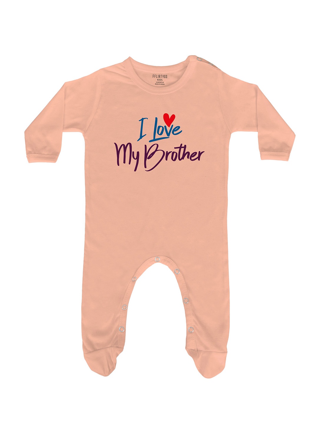 

FFLIRTYGO Infants Printed Pure Cotton Sleepsuit, Peach