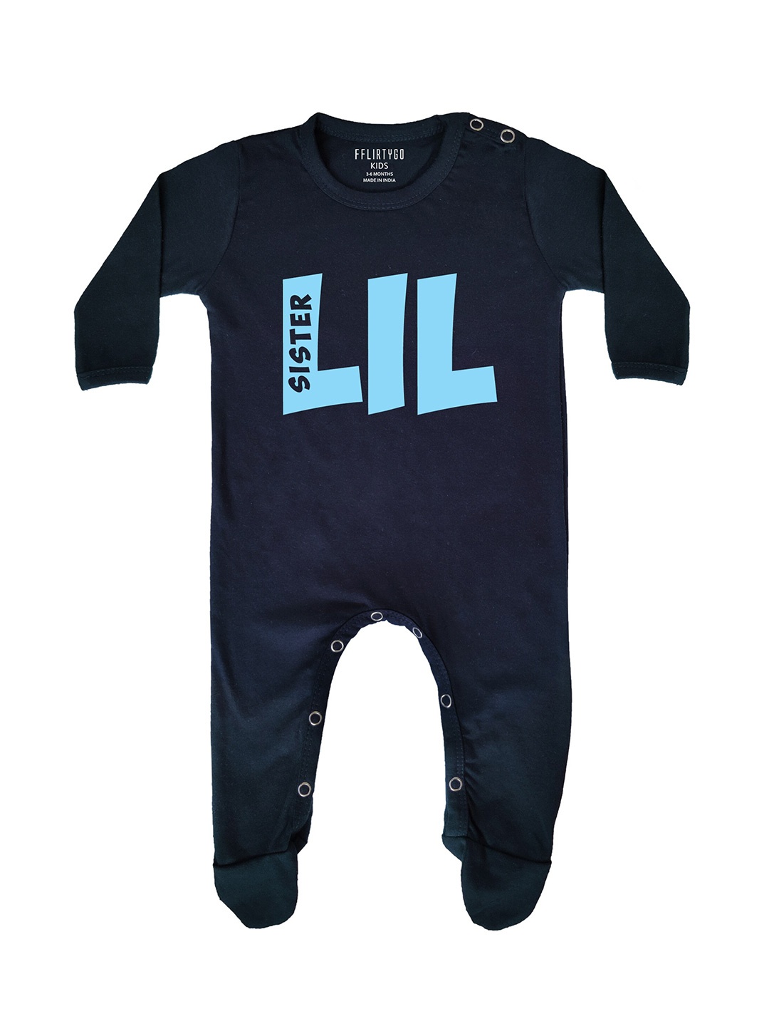 

FflirtyGo Infants Typography Printed Cotton Sleepsuit, Navy blue