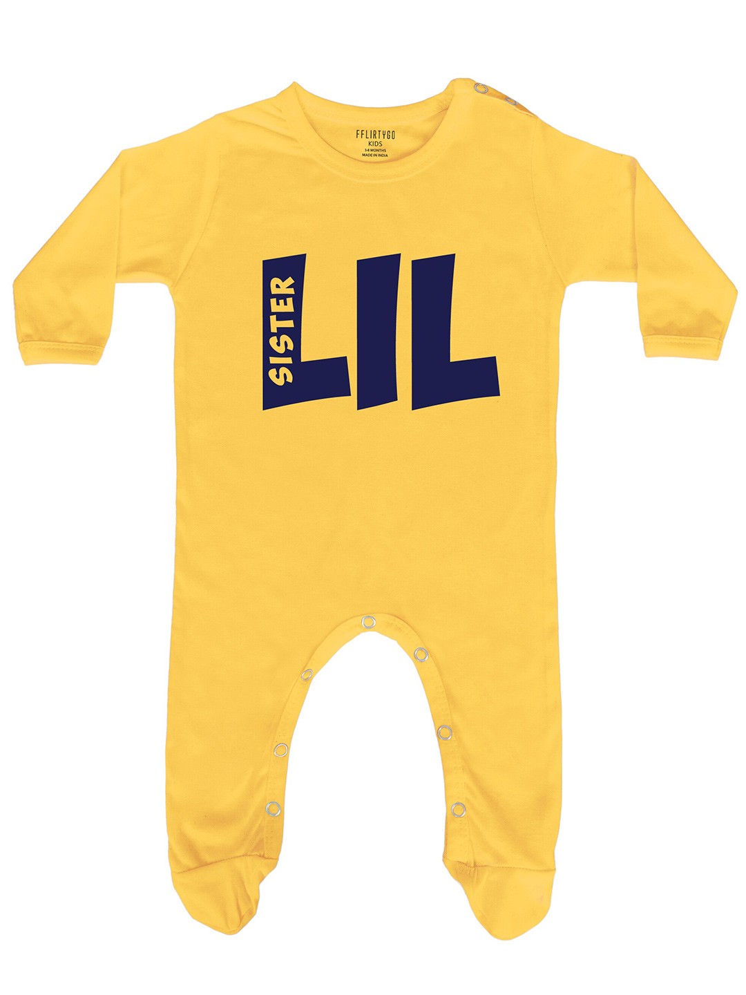 

FflirtyGo Infants Typography Printed Cotton Sleepsuit, Yellow