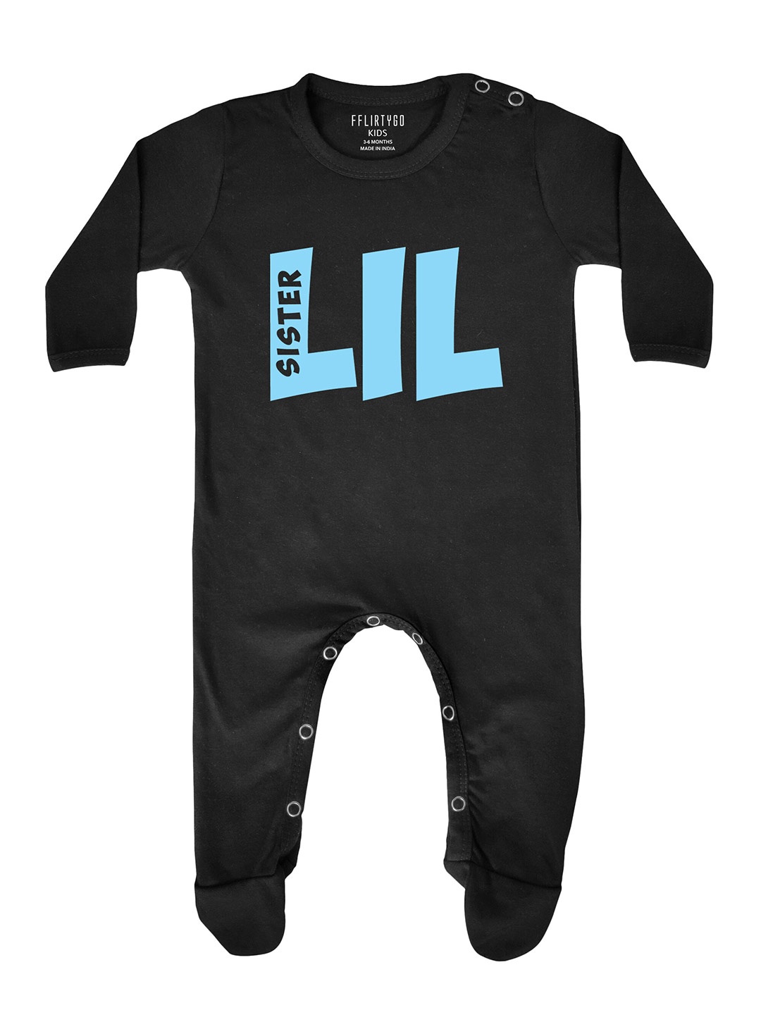 

FflirtyGo Infants Typography Printed Cotton Sleepsuit, Black