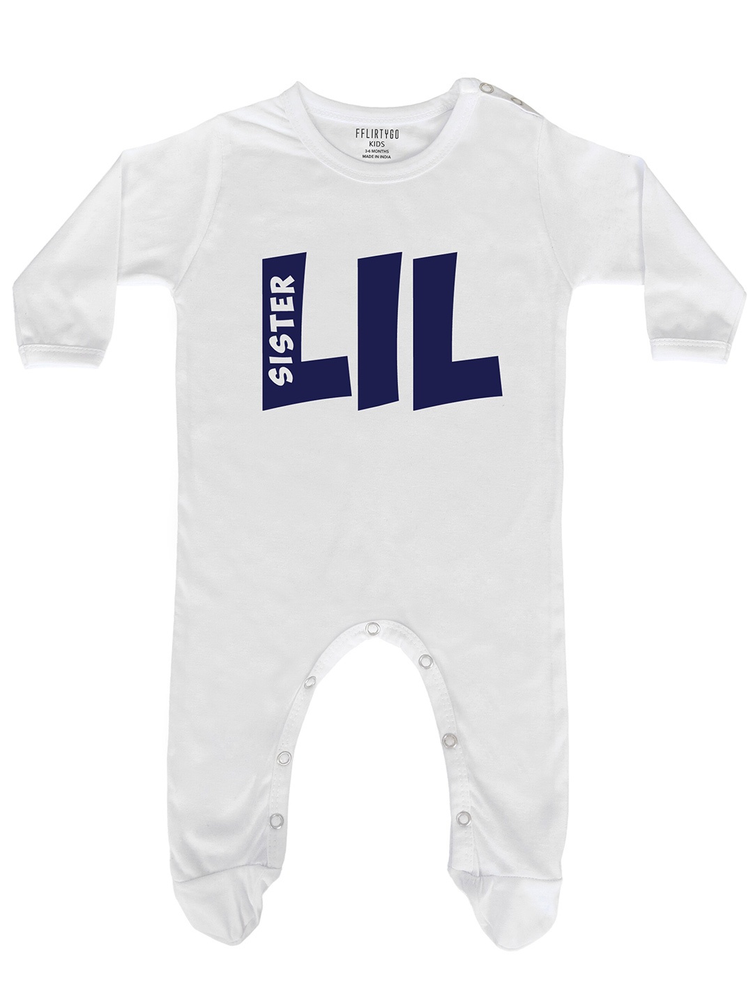 

FflirtyGo Infants Printed Typography Cotton Sleepsuit, White