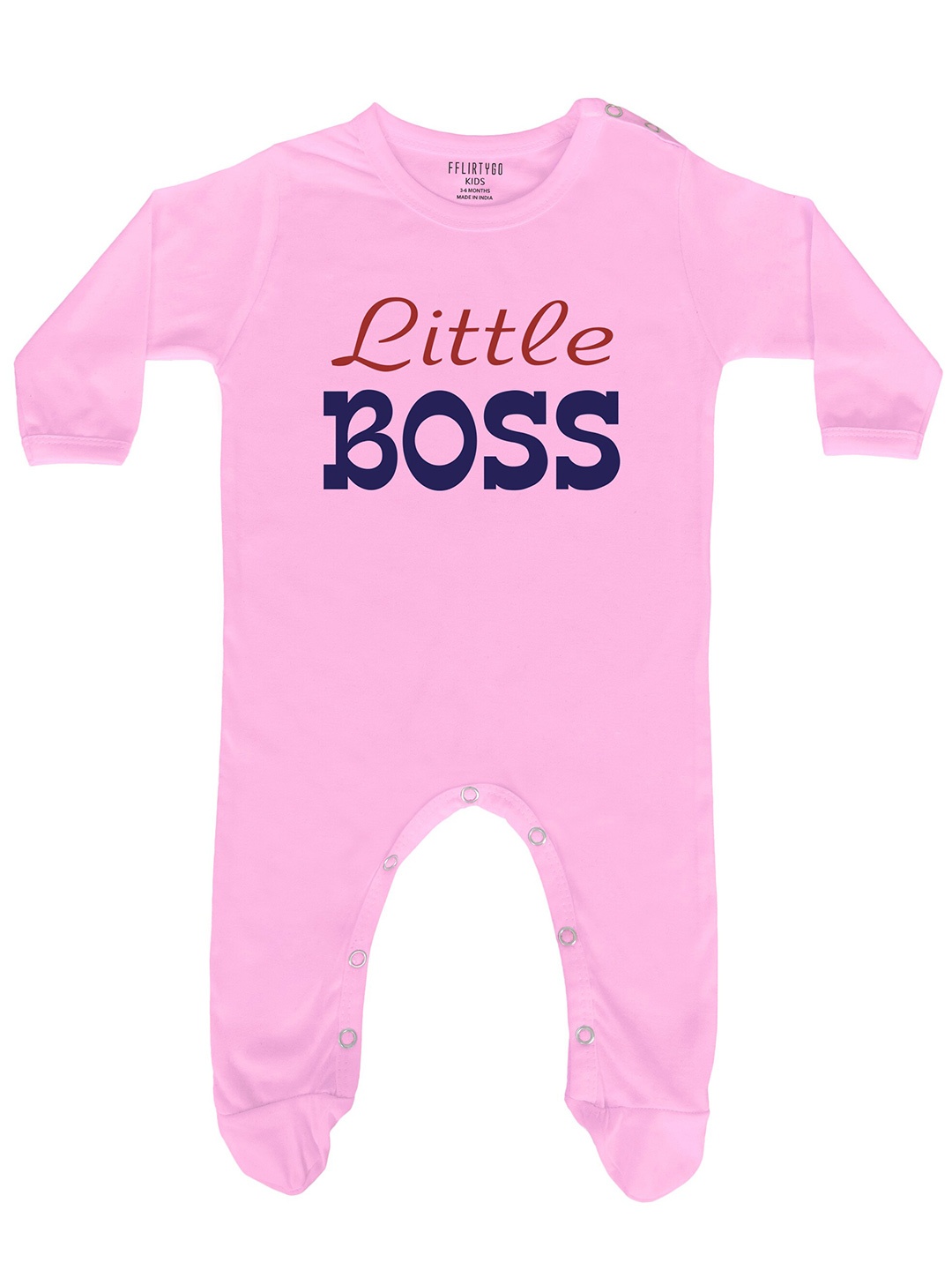 

FflirtyGo Infants Typography Printed Pure Cotton Sleepsuit, Pink