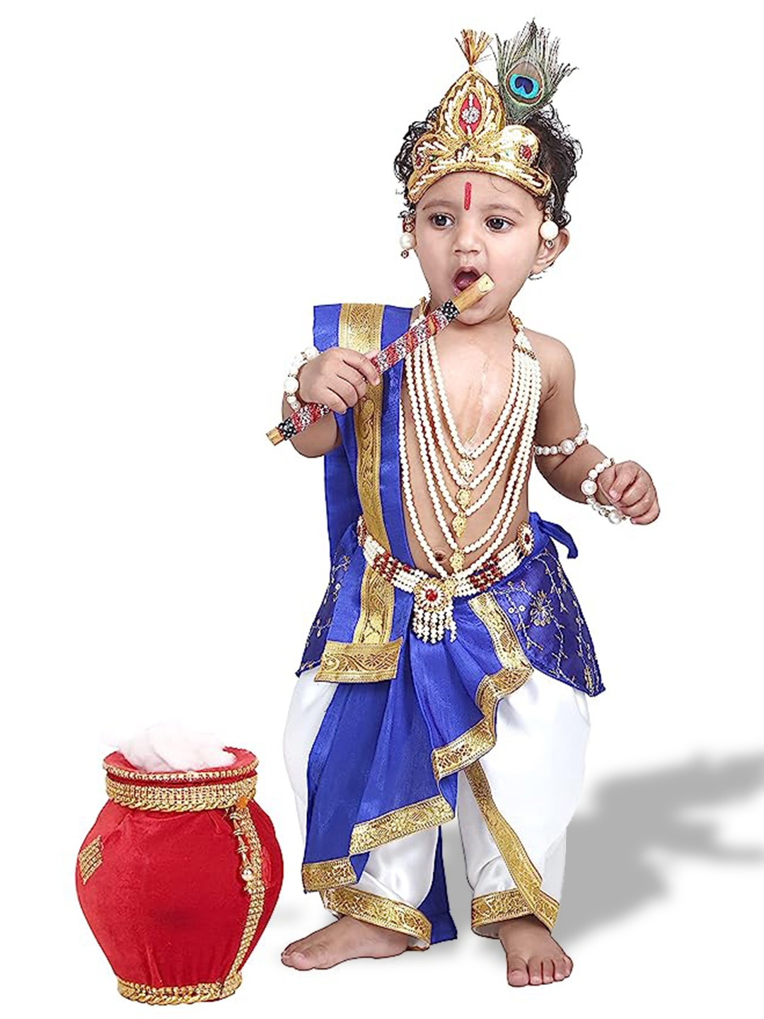 

RAJ FANCY DRESSES Unisex Dhoti Pants With Krishna Costume, Blue