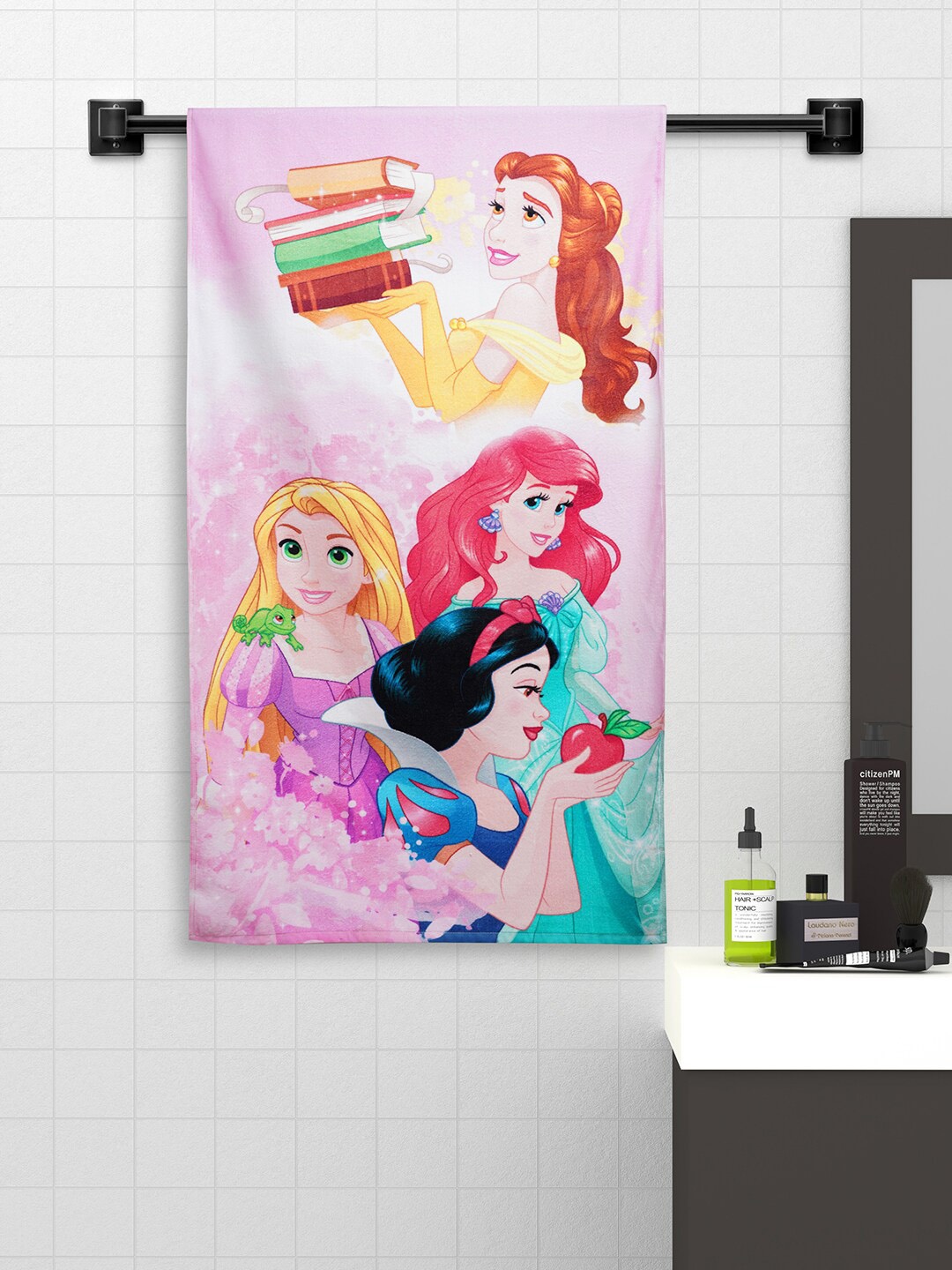 

SPACES Pink Mixed Princess Printed 380 GSM Cotton Bath Towel