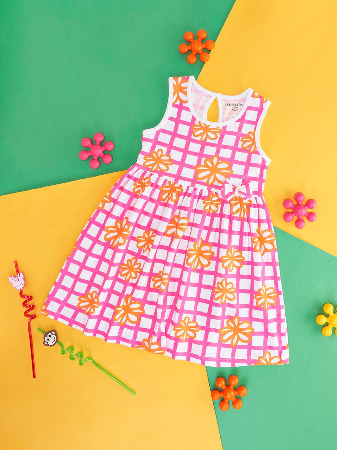

Pantaloons Junior Girls Floral Printed Cotton Fit & Flare Dress, White