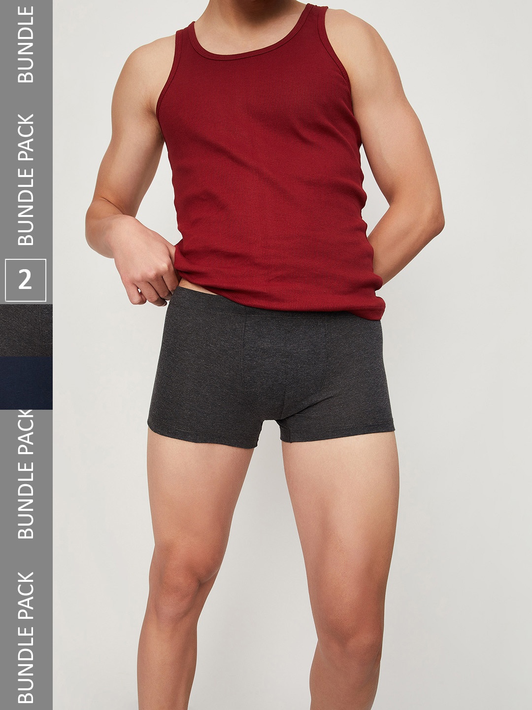 

max Pack Of 2 Mid-Rise Trunks 1000011554321, Charcoal