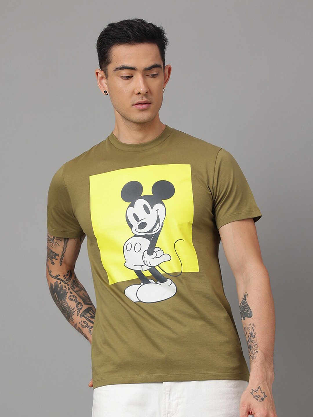 

Free Authority Mickey Mouse Printed Cotton T-Shirt, Green