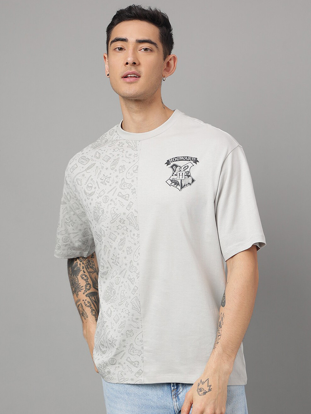 

Free Authority Harry Potter Printed Loose Fit Cotton T-Shirt, Grey