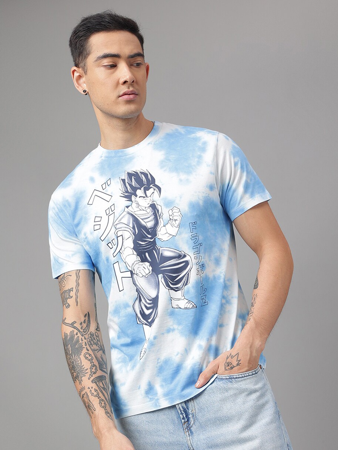 

Free Authority Dragon Ball Z TIE DYE Round Neck Regular Fit T-shirt, Blue