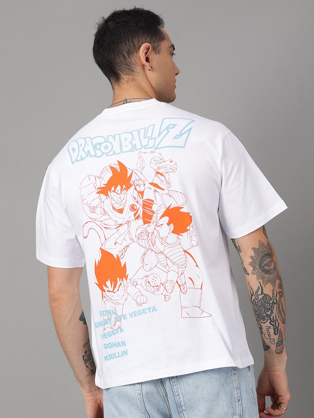 

Free Authority Dragon Ball Z Front and Back Printed Round Neck Loose Fit T-shirt, White