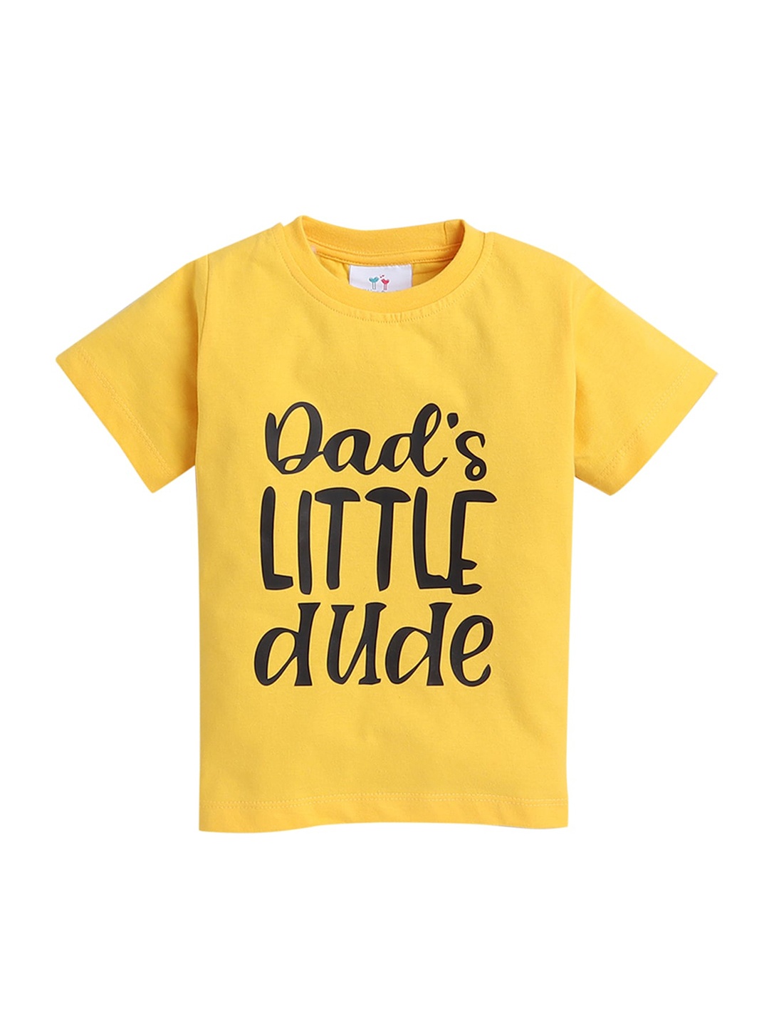 

Knitting Doodles Boys Typography Printed Round Neck Cotton T-shirt, Yellow
