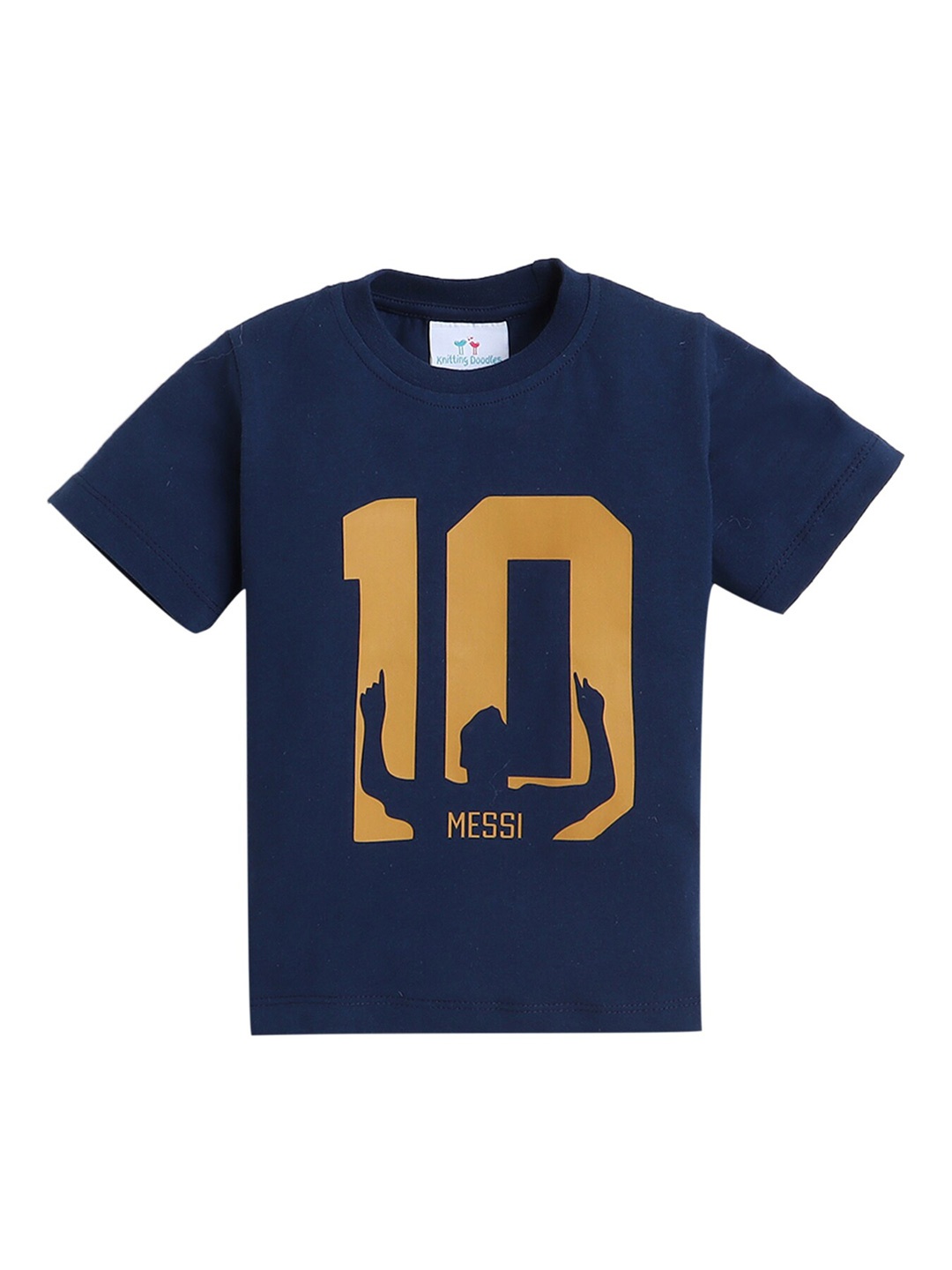 

Knitting Doodles Boys Sport Printed Round Neck Regular Fit Cotton T-Shirt, Blue