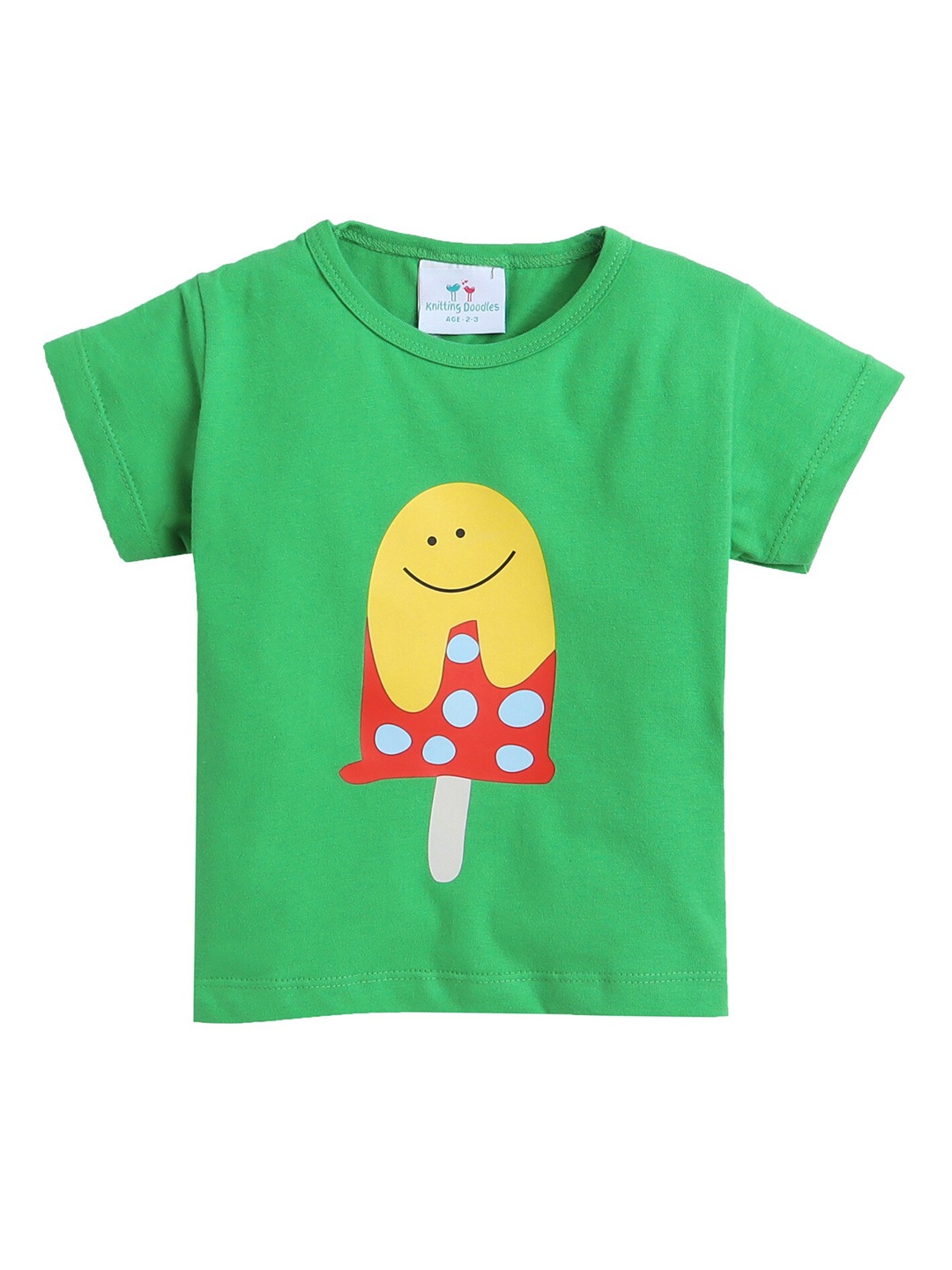 

Knitting Doodles Girls Graphic Printed Round Neck Regular Fit Cotton T-Shirt, Green