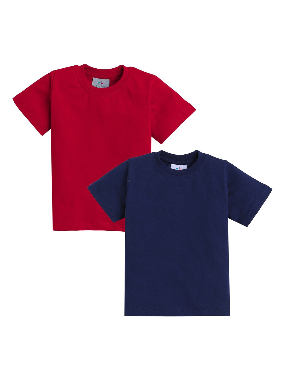 

Knitting Doodles Boys Pack Of 2 Printed Round Neck Regular Fit Cotton T-Shirts, Red