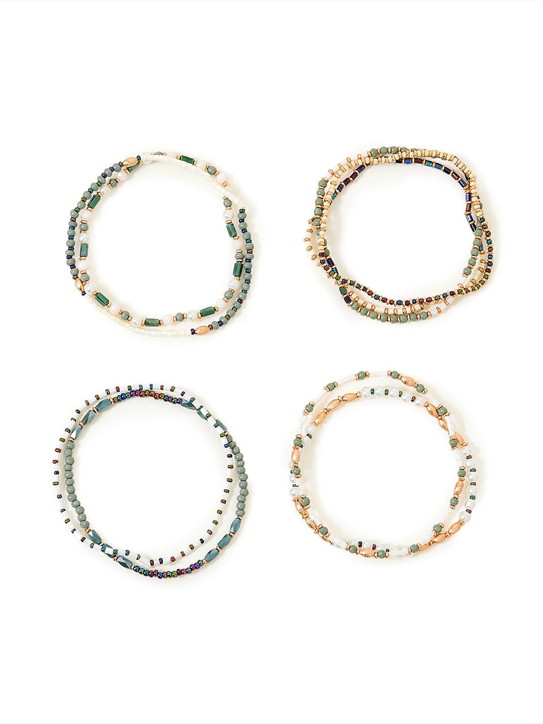 

Accessorize Set Of 8 Elasticated Slip-On Bracelet, Gold