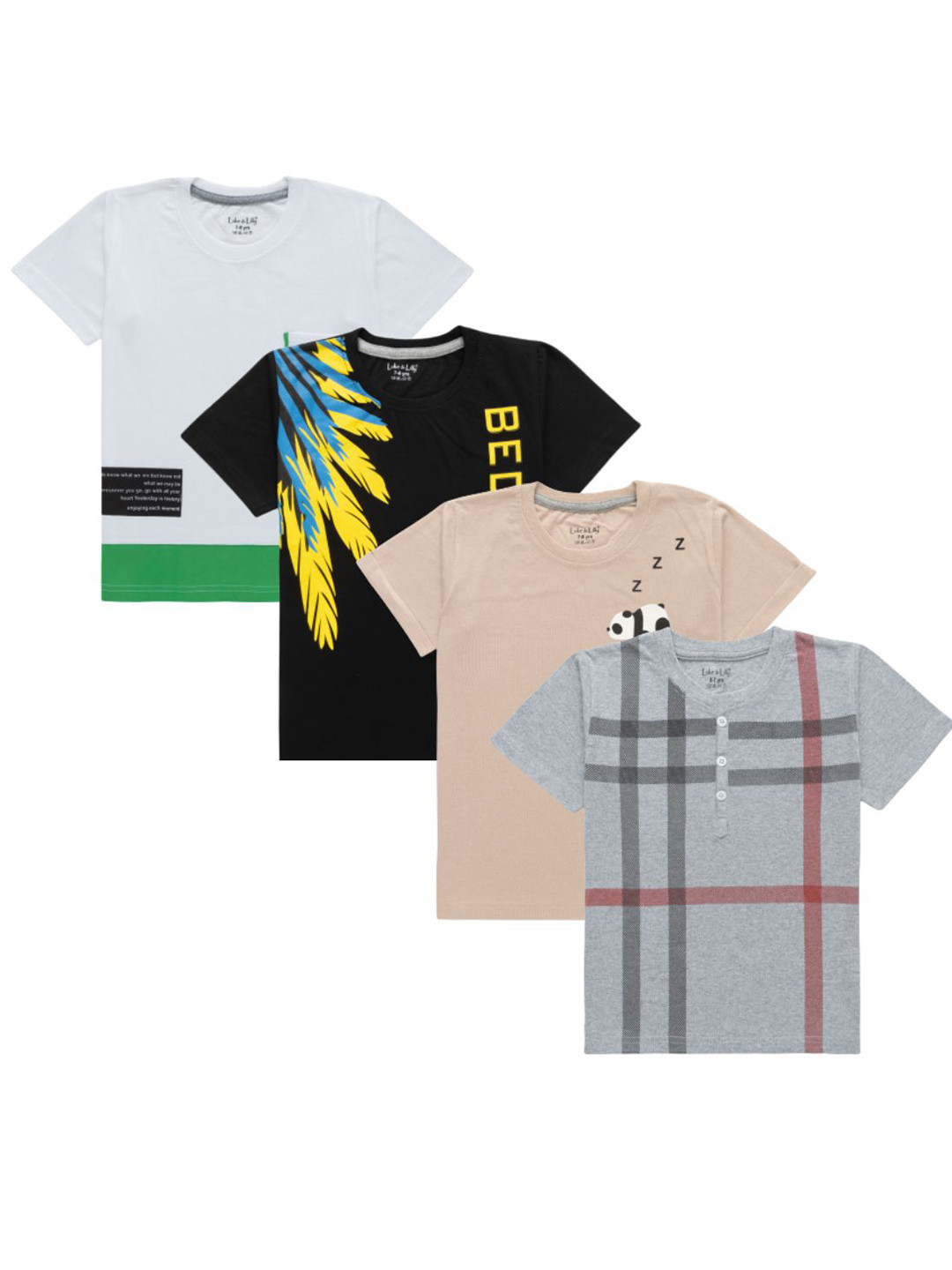 

Luke & Lilly Boys Pack of 4 Printed Round Neck Regular Fit Cotton T-Shirt, White