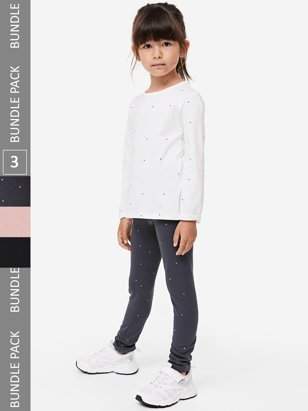 

H&M Girls 3-Pack Heavy Jersey Leggings, Black