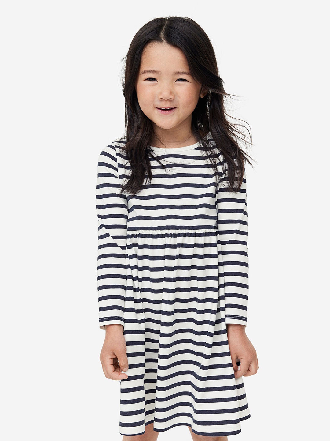 

H&M Girls Patterned Cotton Dress, Navy blue