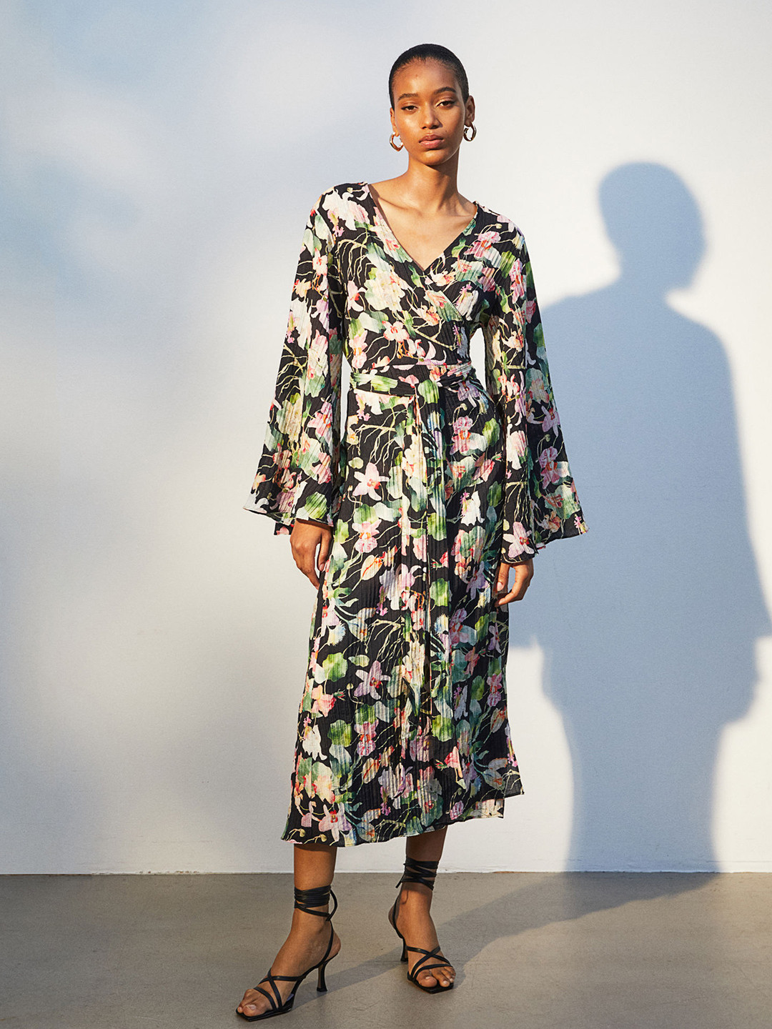 

H&M Pleated Wrap Dress, Black