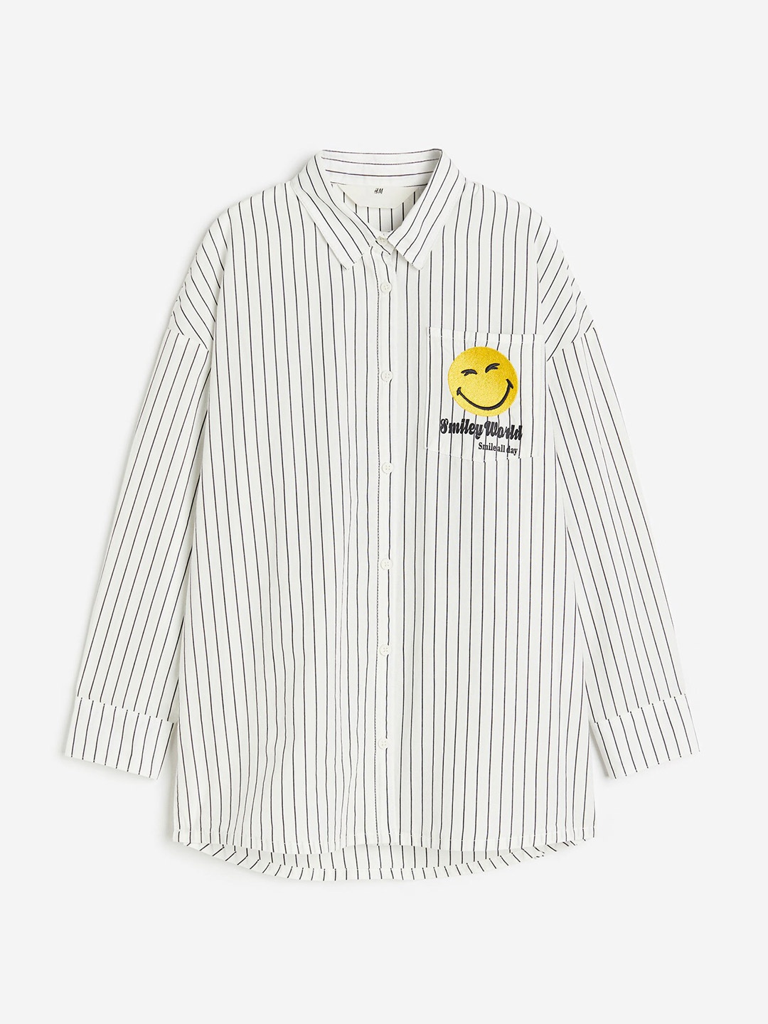 

H&M Girls Printed Cotton Shirt, White