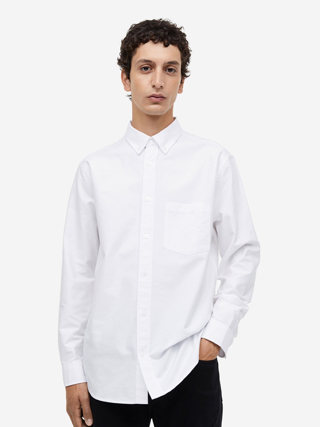 

H&M Pure Cotton Regular Fit Oxford shirt, White