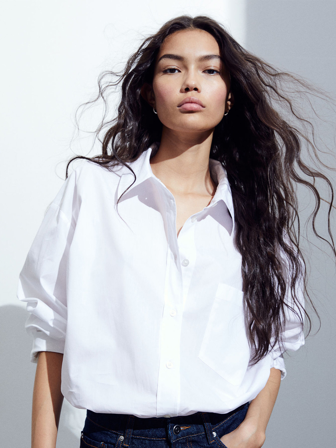 

H&M Oversized Cotton Shirt, White