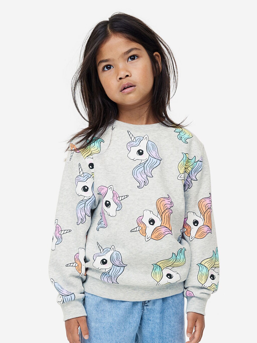 

H&M Girls Printed Sweatshirt, Grey