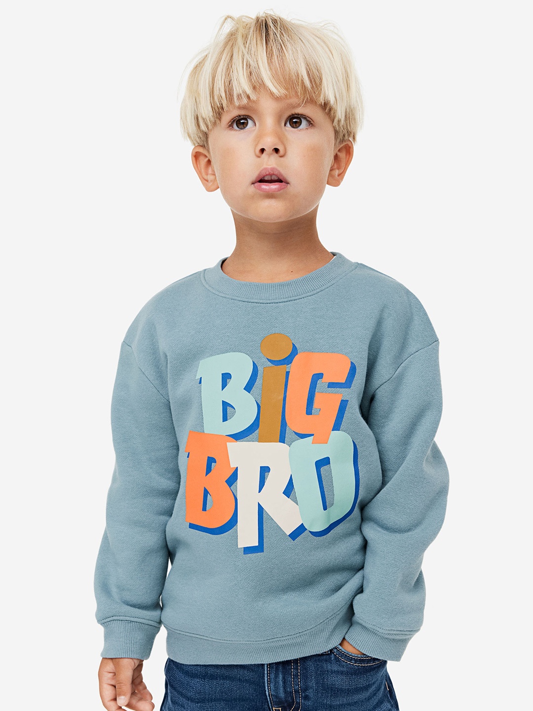 

H&M Boys Printed Sibling Sweatshirt, Turquoise blue