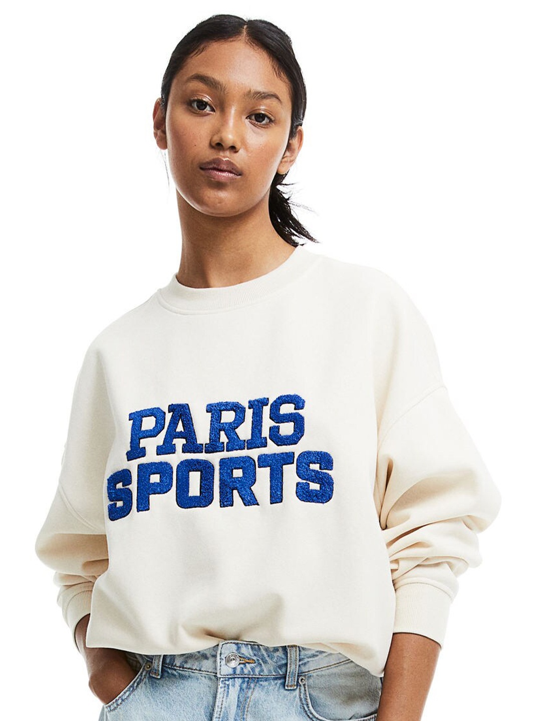 

H&M Oversized Motif-Detail Sweatshirt, White
