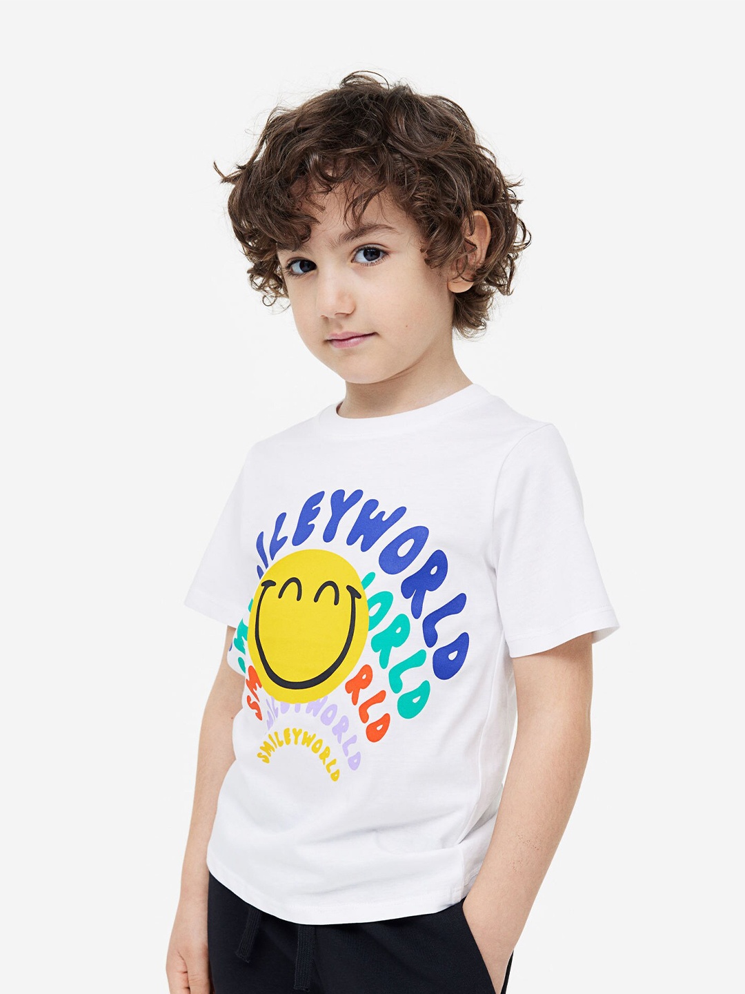 

H&M Boys Pure Cotton Printed T-Shirt, White