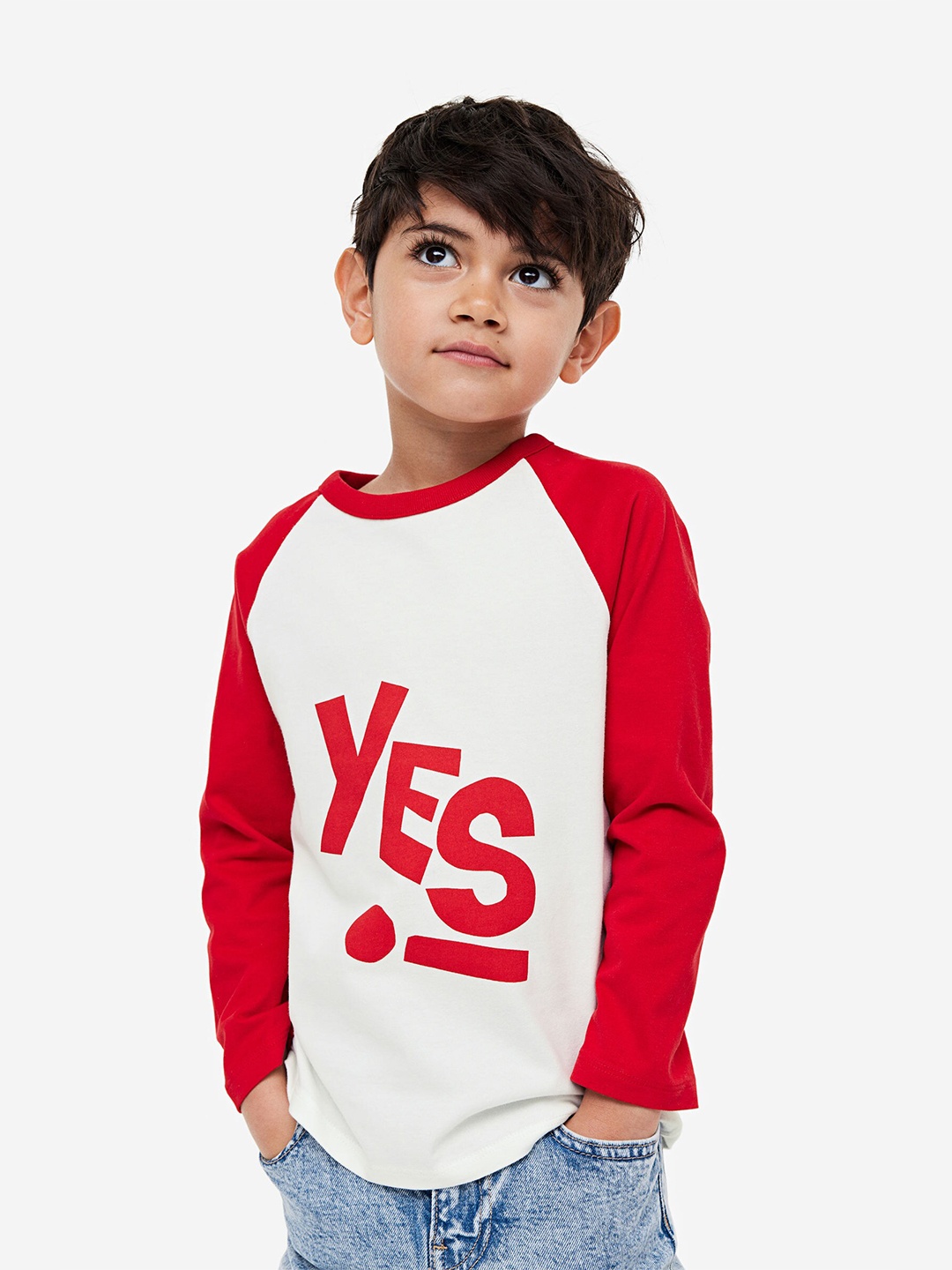 

H&M Boys Long-Sleeved Raglan T-Shirt, White