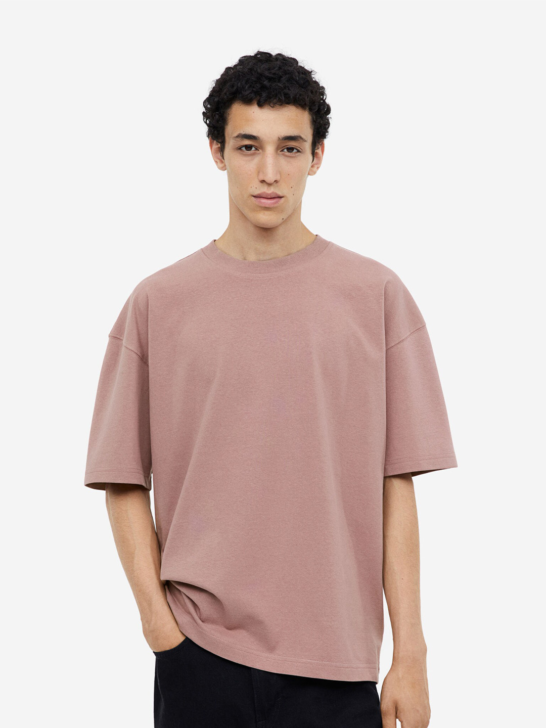 

H&M Oversized Fit Cotton T-Shirt, Mauve